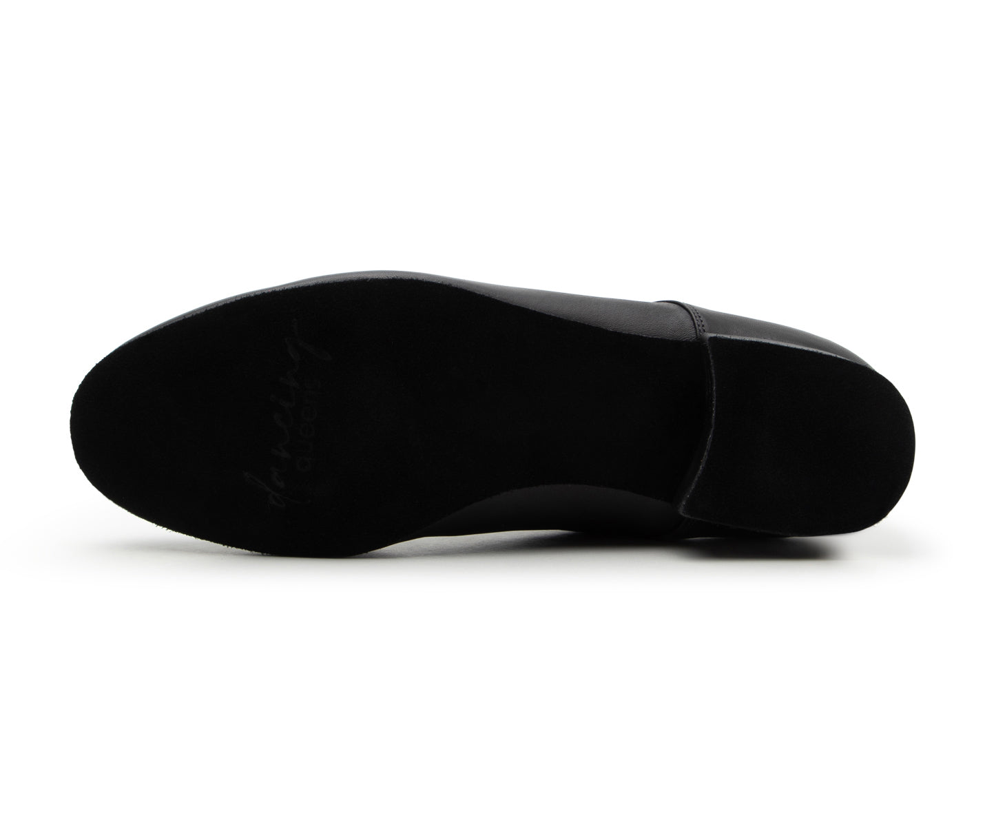 Unteransicht der Dancing Queens 529 Tanzschuhe Leder in Schwarz mit glatter Sohle, die optimalen Komfort bietet.